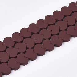 Spray Painted Non-magnetic Synthetic Hematite Beads Strands, Heart, Brown, 7.5x8x2.5mm, Hole: 0.7mm, about 50pcs/strand, 15.7 inch(G-T116-04-21)