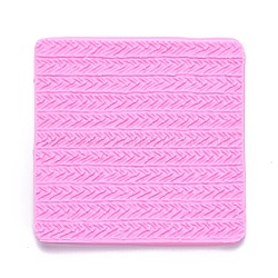 DIY Sweater Stitch Texture Food Grade Silicone Molds, Fondant Impression Mat Mold, for Cupcake Cake Decoration, Rectangle, Hot Pink, 99x97x7mm(DIY-B034-07)