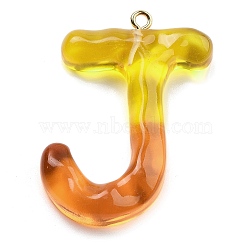 Resin Pendant, with Iron Ring Finding, Letter A~Z, Letter J, 40.5x27x7mm, Hole: 2mm(FIND-Q107-01J-01)