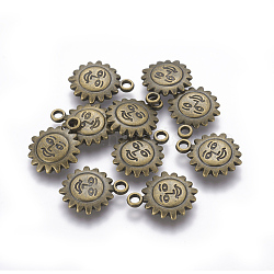 CCB Plastic Pendants, Sun, Antique Bronze, 21x17x3~3.5mm, Hole: 2.5mm(CCB-J028-49AB)