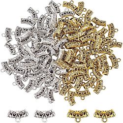 100Pcs 2 Colors Alloy Tube Bails, Loop Bails, Curved Tube Bail Beads, Antique Silver & Antique Golden, 9x14x5mm, Hole: 2mm, Inner Diameter: 3mm, 50pcs/color(KK-FH0004-52)