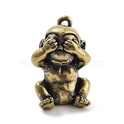 Brass Pendants, Monkey, Antique Bronze, 30.5x22.5x19mm, Hole: 4x2.5mm(KK-A216-06AB)