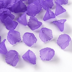 Frosted Acrylic Bead Caps, Flower, Blue Violet, 12x12x9mm, Hole: 1.2mm, about 1700pcs/500g(MACR-S371-10A-747)