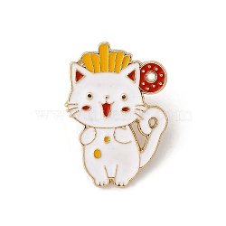 Cat Enamel Pins, Alloy Brooches for Backpack Clothes, White, 30x21.5mm(JEWB-D300-05KCG-02)