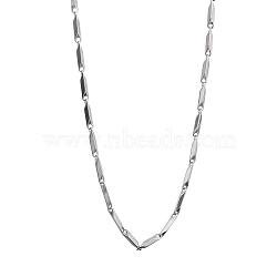 201 Stainless Steel Rectangle Bar Link Chain Necklace, Stainless Steel Color, 20.08 inch(51cm)(NJEW-Q336-05A-P)