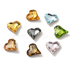 Faceted K9 Glass Rhinestone Cabochons, Pointed Back & Back Plated, Heart, Mixed Color, 12x12x4.5mm(GGLA-R042-03A)