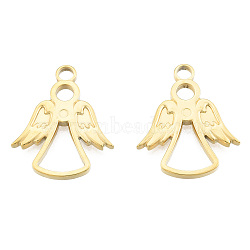 Ion Plating(IP) 201 Stainless Steel Pendants, Angel, Real 18K Gold Plated, 23x19x2mm, Hole: 2.5mm(X-STAS-N098-255LG)