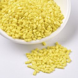 MIYUKI Half TILA Beads, Japanese Seed Beads, 2 Hole, (HTL404FR) Matte Opaque Yellow AB, 5x2.3x1.9mm, Hole: 0.8mm, about 250pcs/10g(X-SEED-J020-HTL404FR)