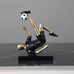 Resin Football Boy Figurines Display Decorations, for Home Desktop Wine Cabinet Decoration, Black, 160x180mm(PW-WG47719-01)