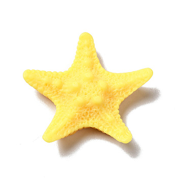 Sea Animal Opaque Resin Cabochons, Starfish, Yellow, 37x38x9mm