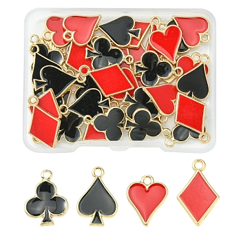 40Pcs 4 Style Alloy Pendants, with Enamel, Cadmium Free & Nickel Free & Lead Free, Rhombus & Heart & Plum Blossom, Light Gold, Mixed Color, 16~20.5x12.5~13.5x1.5~2mm, Hole: 1.8~2mm, 10pcs/style