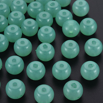 Imitation Jelly Acrylic Beads, Barrel, Medium Aquamarine, 13x10.5mm, Hole: 2.5mm, about 375pcs/500g