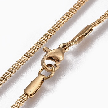 304 Stainless Steel Chain Necklaces, with Lobster Claw Clasp, Golden, 17.9 inch(45.5cm), 2mm