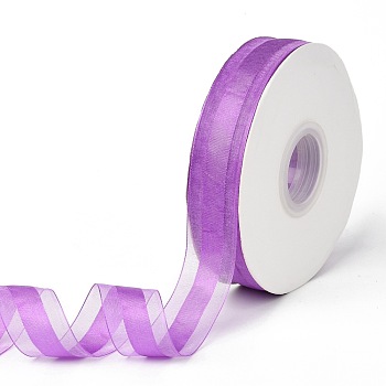 Solid Color Organza Ribbons, for Party Decoration, Gift Packing, Orchid, 1"(25mm), about 50yard/roll(45.72m/roll)