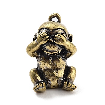 Brass Pendants, Monkey, Antique Bronze, 30.5x22.5x19mm, Hole: 4x2.5mm