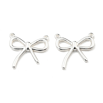 304 Stainless Steel Pendants, Bowknot Charms, 925 Sterling Silver Plated, 16x17x2mm, Hole: 1mm