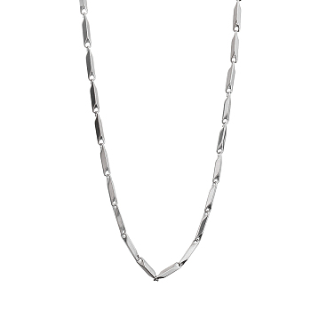 201 Stainless Steel Rectangle Bar Link Chain Necklaces, Stainless Steel Color, 20.08 inch(51cm)