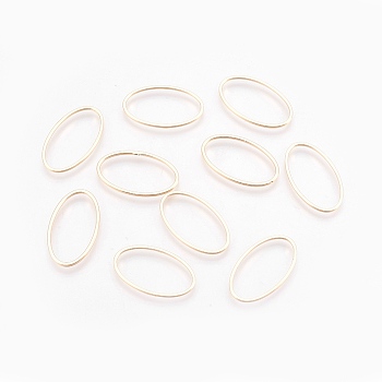 Brass Linking Rings, Nickel Free, Real 18K Gold Plated, Oval, 24x14x1mm, Inner diameter: 22x12mm