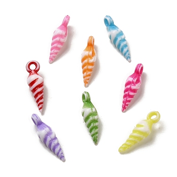 Opaque Acrylic Pendants, Craft Style, Conch, Mixed Color, 25x7x6.5mm, Hole: 2.3mm, 1282pcs/500g