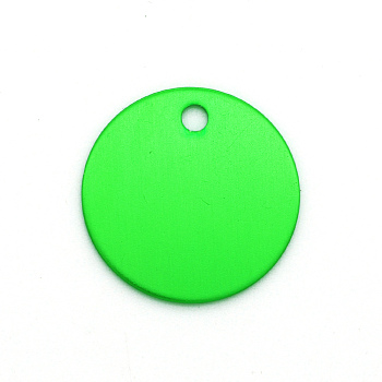 Colored Aluminum Pendants, Laser Cut, Double Sided Dog Pet Name Phone Number ID Tag Charm, Flat Round, Spring Green, 20x1mm, Hole: 3mm
