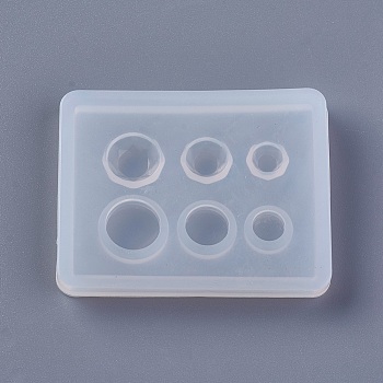 Silicone Molds, Resin Casting Molds, For UV Resin, Epoxy Resin Jewelry Making, Round, White, 49.5x39.5x5mm, Inner Diameter: 6~10mm