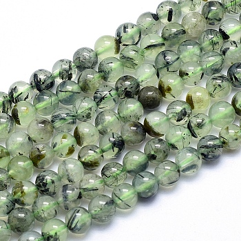Natural Prehnite Beads Strands, Round, 4mm, Hole: 1mm, about 84pcs/strand, 15.5 inch(39.5cm)