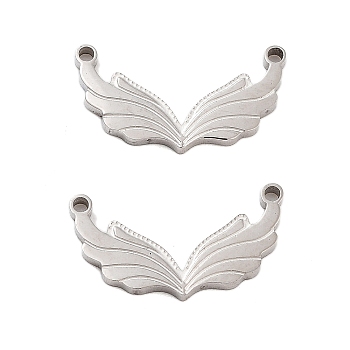 Non-Tarnish 304 Stainless Steel Pendants, Laser Cut, Wing Charm, Stainless Steel Color, 8x15x1mm, Hole: 1mm