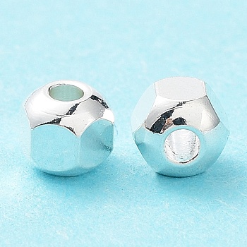 201 Stainless Steel Beads, Hexagon, Silver, 4x4.5x3.5mm, Hole: 1.5mm