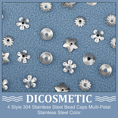 400Pcs 4 Style 304 Stainless Steel Bead Caps(STAS-DC0010-99)-4