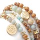 Natural Flower Amazonite & Picture Jasper Beaded Stretch Bracelets Sets with Non-Magnetic Synthetic Hematite(BJEW-JB09280)-5