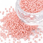 13/0 Glass Seed Beads, Macaron Color, Round Hole, Round, Salmon, 13/0, 2~2.3x1.5mm, Hole: 0.8mm, about 450g/bag(SEED-T005-14A-A01)