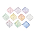 Baking Paint Transparent Glass Beads, Rhombus with Butterfly, Mixed Color, 29.5~30x30.5x8~8.5mm, Hole: 1.8mm(GL-CBA2BB1-01)