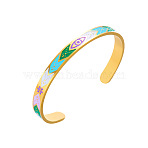304 Stainless Steel Enamel  Cuff Bangles for Women, Arrow & Evil Eye, Golden, Colorful, Inner Diameter: 2.36 inch(6cm)(FS-WG27A3B-01)