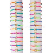 Crystal Rhinestone Initial Braided Bead Bracelet, Alphabet Adjustable Bracelet for Women, Colorful, Letter.U, Inner Diameter: 2~2-7/8 inch(5~7.3cm)(BJEW-SW00037-21)