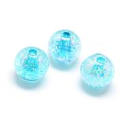 Crackle Style Acrylic Beads, AB Colour, Inside Color, Round, Deep Sky Blue, 16mm, Hole: 4mm, about 215pcs/478g(MACR-S825-16mm-G)