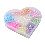 9 Style Spray Painted ABS Plastic Imitation Pearl Beads, Round, Mixed Color, 8x8~9.5mm, Hole: 1.8~2mm, 614pcs/box(OACR-YW0001-42)