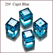 K9 Glass, Imitation Austrian Crystal Beads, Grade AAA, Faceted, Cube, Dodger Blue, 4x4x4mm(size within the error range of 0.5~1mm), Hole: 0.7~0.9mm(SWAR-F074-4x4mm-25)