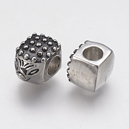 Ion Plating(IP) 304 Stainless Steel European Beads, Large Hole Beads, Hedgehog, Antique Silver, 12x8x8.5mm, Hole: 4mm(STAS-J022-037AS)