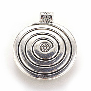 Tibetan Style Alloy Pendants, Cadmium Free & Nickel Free & Lead Free, Flat Round with Vortex, Antique Silver, 20.5x17.5x1mm, Hole: 1.5mm(TIBE-ZN2312-AS-NR)