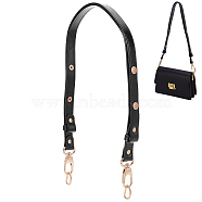 Adjustable PU Leather Bag Handles, with Alloy Swivel Clasp & D-Rings, for Underarm/Crossbody Bag Replacement Accessories, Black, 72~113.6x1.85x0.2cm(FIND-WH0135-72B)