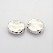 Tibetan Style Alloy Beads, Cadmium Free & Lead Free, Wavy Flat Round, Antique Silver, 12x12x4mm, Hole: 1mm(LF10454Y)