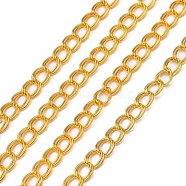 Iron Double Link Chains, Unwelded, with Spool, Golden, Link:7x8mm, 0.8mm thick, about 164.04 Feet(50m)/roll(CHD001Y-G)
