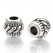 Tibetan Style Alloy European Beads, Large Hole Beads, Cadmium Free & Lead Free, Column, Antique Silver, 10x11mm, Hole: 4.5mm, about 290pcs/1000g(TIBE-S320-075AS-LF)