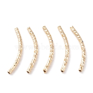 Brass Tube Beads, Long-Lasting Plated, Curved Beads, Tube, Real 24K Gold Plated, 20x1.5mm, Hole: 0.8mm(X-KK-Y003-86A-G)