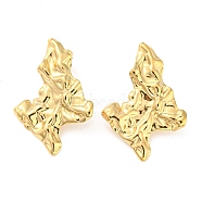 304 Stainless Steel Stud Earrings, Twist Lightning Bolt, Real 18K Gold Plated, 38x26.5mm(EJEW-I290-09G)