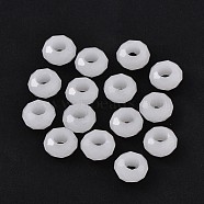 Handmade Glass European Beads, Large Hole Beads, Rondelle, MilkWhite, about 14mm in diameter, 8mm thick, hole: 5mm(GPDL3Y-26)