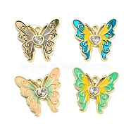 Alloy with Glass Enamel Pendants, Butterfly Charms, Mixed Color, 17x18x2.5mm, Hole: 1.5mm(FIND-G062-23G)