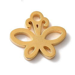 PVD Vacuum Plating 304 Stainless Steel Charms, Laser Cut, Butterfly Charms, Golden, 8x9x1mm, Hole: 1.2mm(STAS-L081-029G)