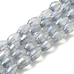 Electroplate Glass Beads Strands, Full Rainbow Plated, Faceted, Oval, Gainsboro, 6x4mm, Hole: 1mm, about 72pcs/strand, 16 inch(EGLA-J013-4X6mm-F33)
