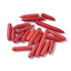 Synthetical Howlite Beads, Dyed, Red, Red, 20~50x4.5~5mm, Hole: 0.8mm(X-TURQ-G648)